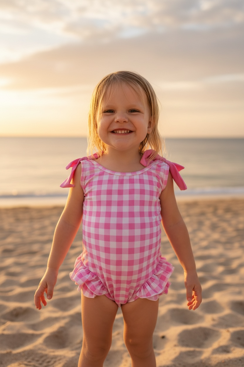 Pretty in Pink Gingham One Piece